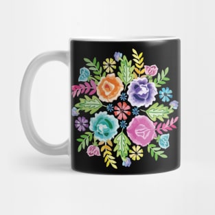 Mexican flower bouquet oaxaca tehuana colorful embroidery decoration Mug